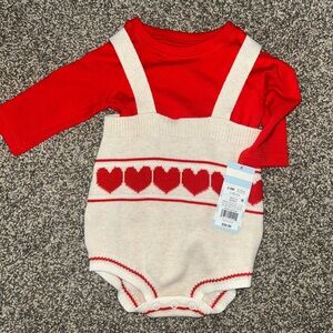 Cat & Jack Red and Cream Heart Baby Romper brand new Lot# C-005